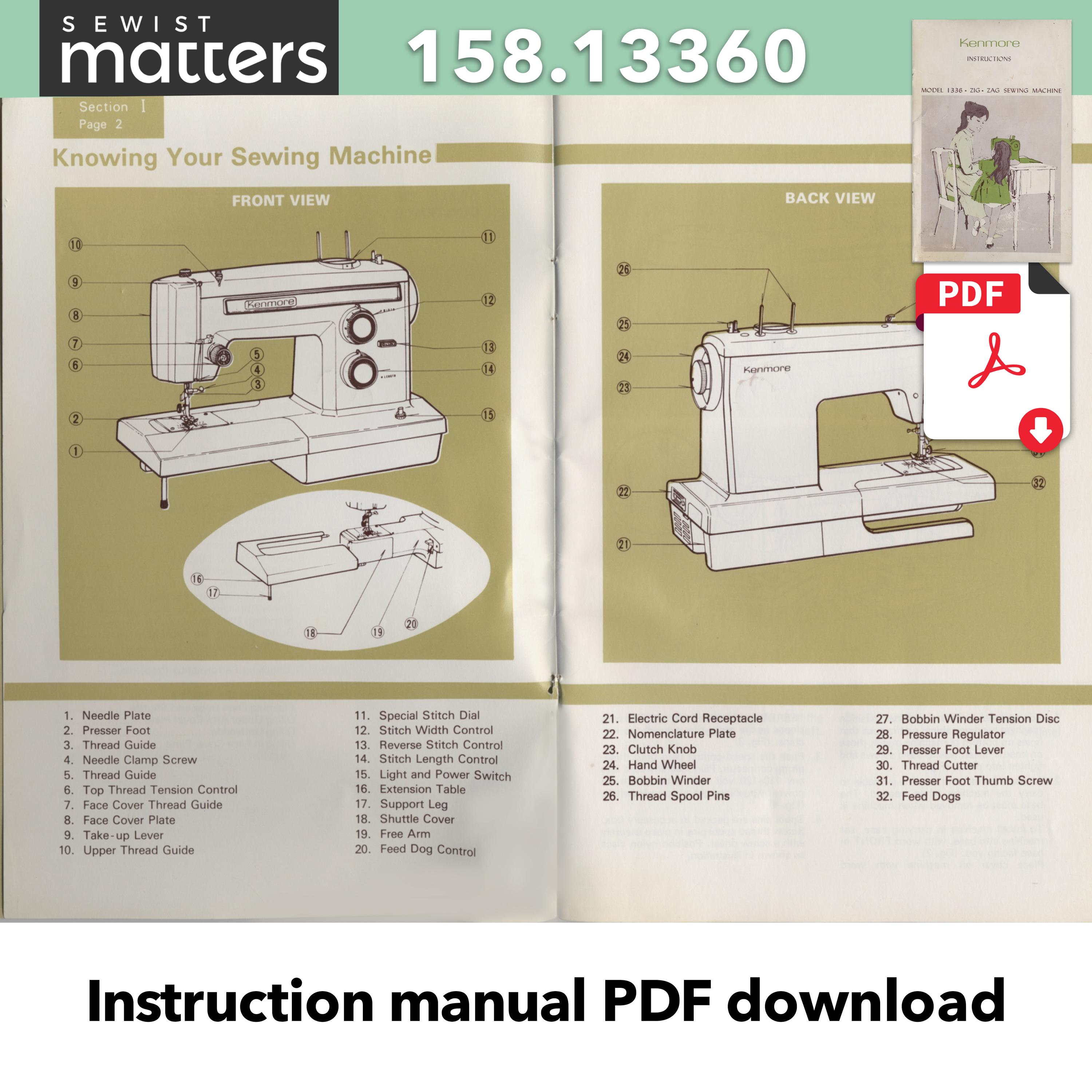 Kenmore 1336, 1946, 1947 Zig-zag Sewing Machine Manual - PDF