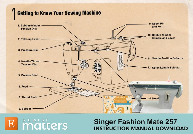 Singer 257 Fashion Mate Zigzag Sewing Machine Instruction Manual PDF