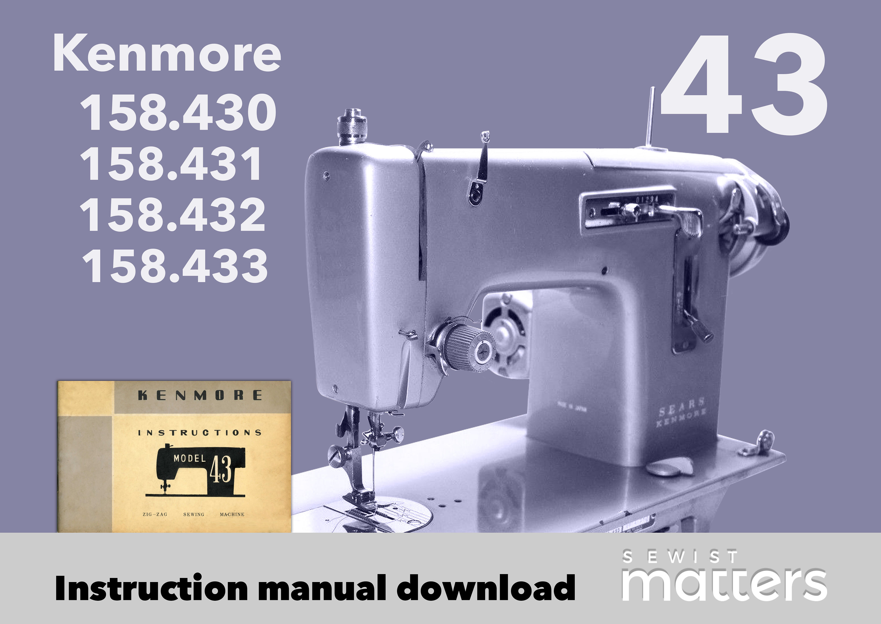  Sears Kenmore Instruction Manual Model 1750 Zig Zag Sewing  Machine