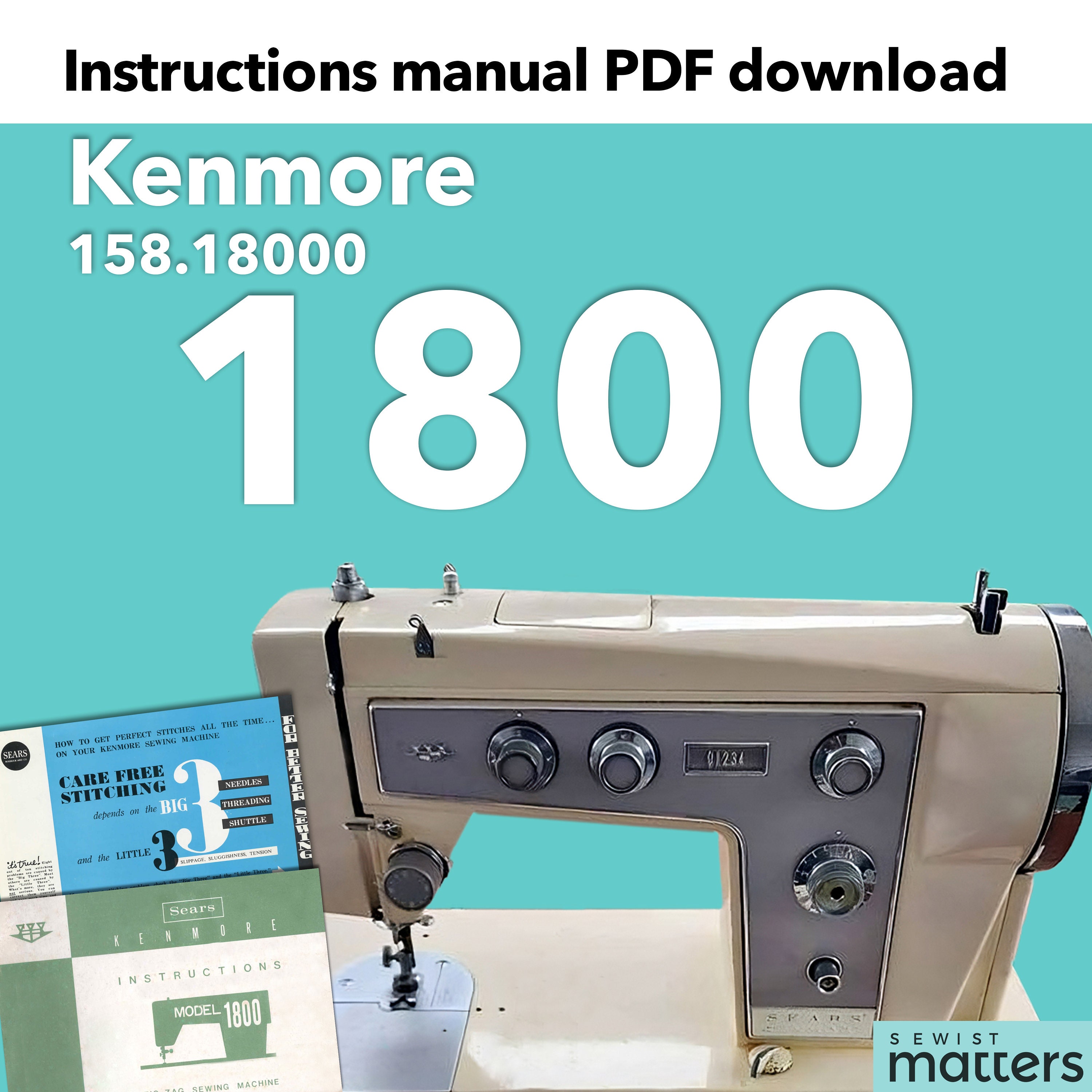パンフレット　ムトケシ Kenmore 1800 / 1581800 Zigzag Sewing Machine Manual – PDF Instant