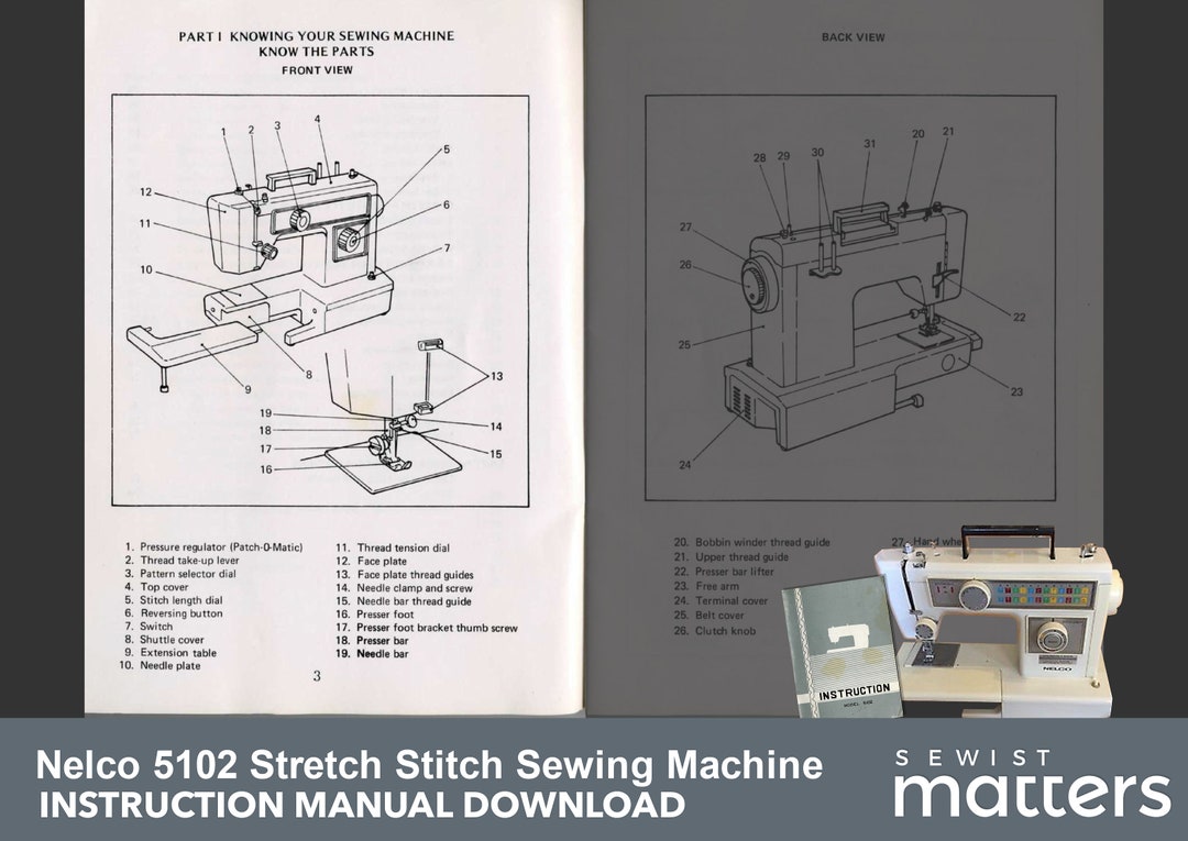 Nelco 5102 Stretch Stitch Zigzag Sewing Machine Instruction Etsy