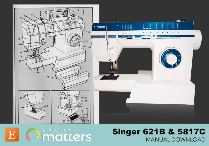 Singer 621B & 5817C Sewing Machine Instruction Manual PDF | Etsy