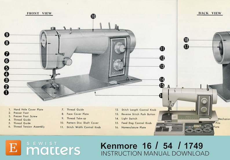 Kenmore 16, 158.160, 158.162, 158.163 Zigzag Sewing Machine Instruction