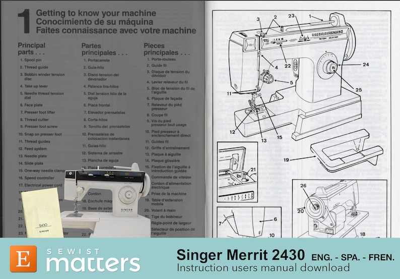 Singer Merritt 2430 Sewing Machine Instruction Manual PDF | Etsy