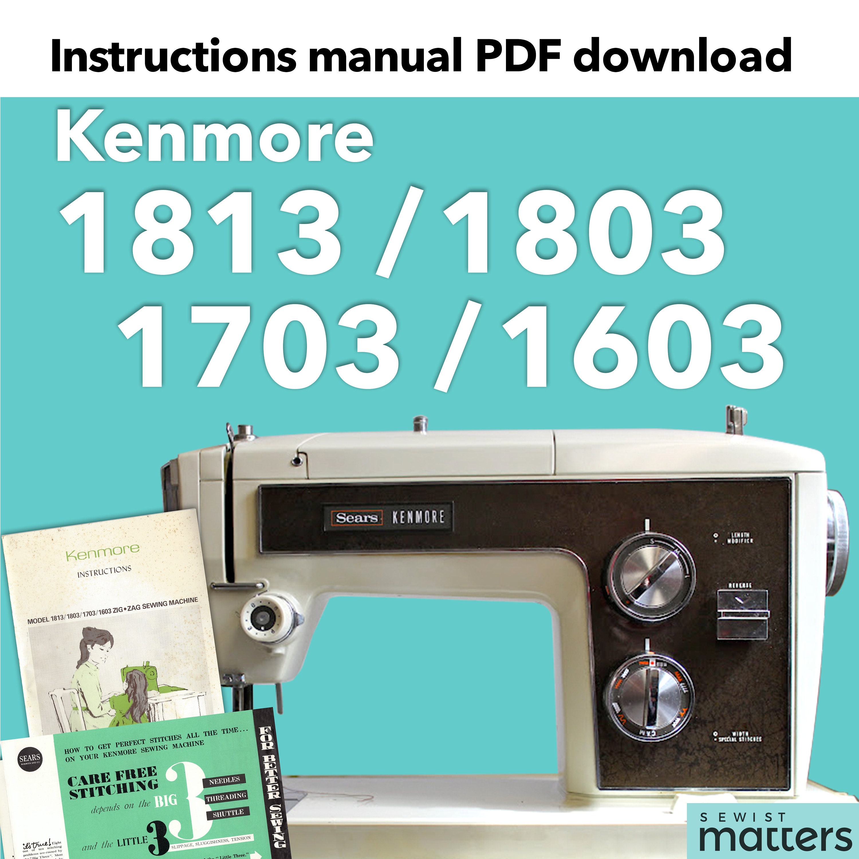 Green Sears Kenmore 1751 Sewing Machine