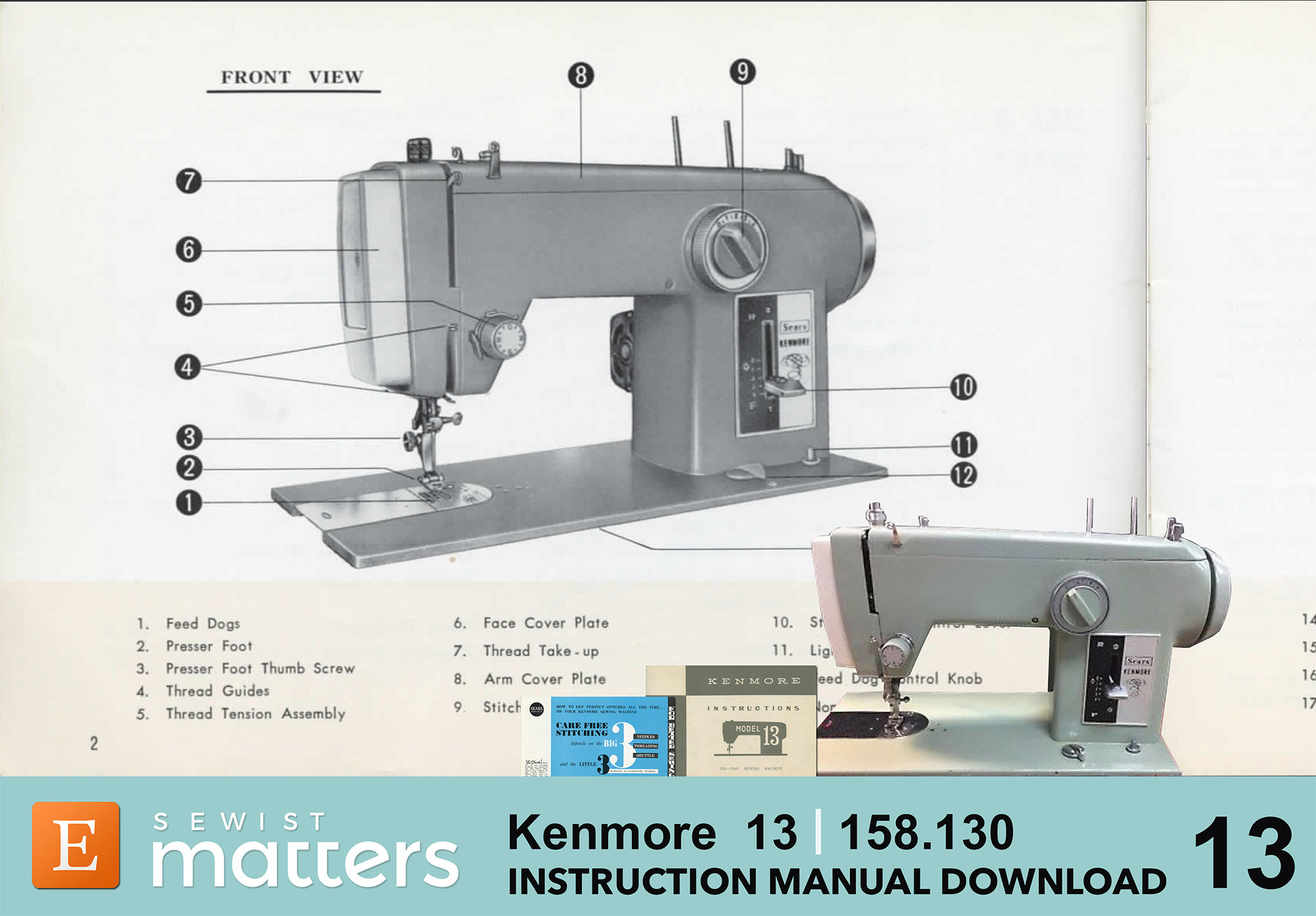 Kenmore 1650 158.16500 Zig-zag Sewing Machine Instruction Manual PDF  Download