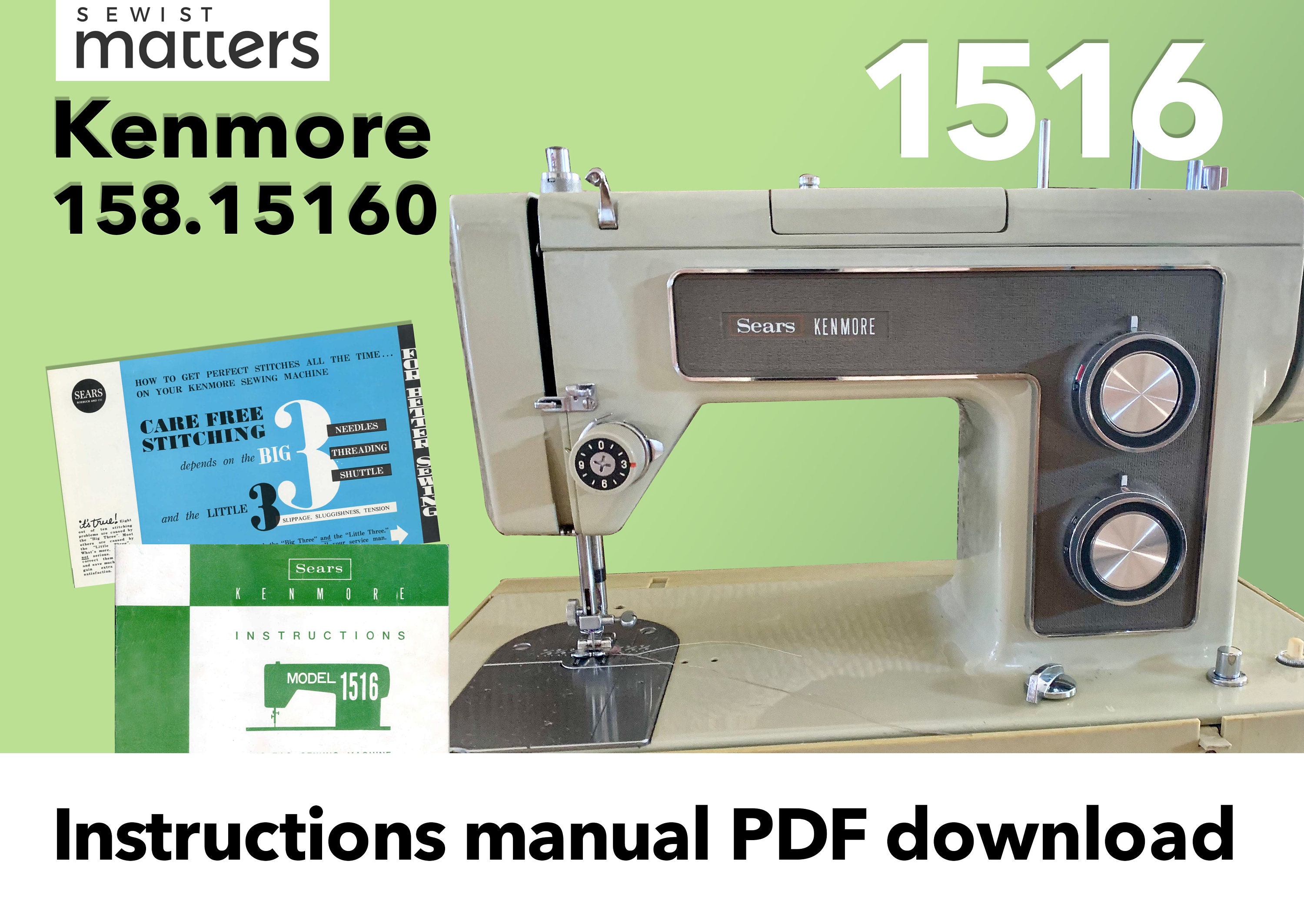 Kenmore 1201 1204 1205 1213 1214 1215 Zig-zag Sewing Machine Instruction  Manual PDF Download 