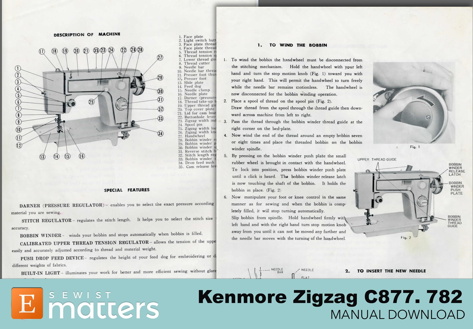 Kenmore Zigzag 781, 782, C877.781, C877.782 Sewing Machine Manual Parts