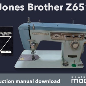 May include: A vintage blue Brother Z651 sewing machine with a metal foot pedal and a black and white instruction manual. The manual has the text "Instructions for Using Model Z651".