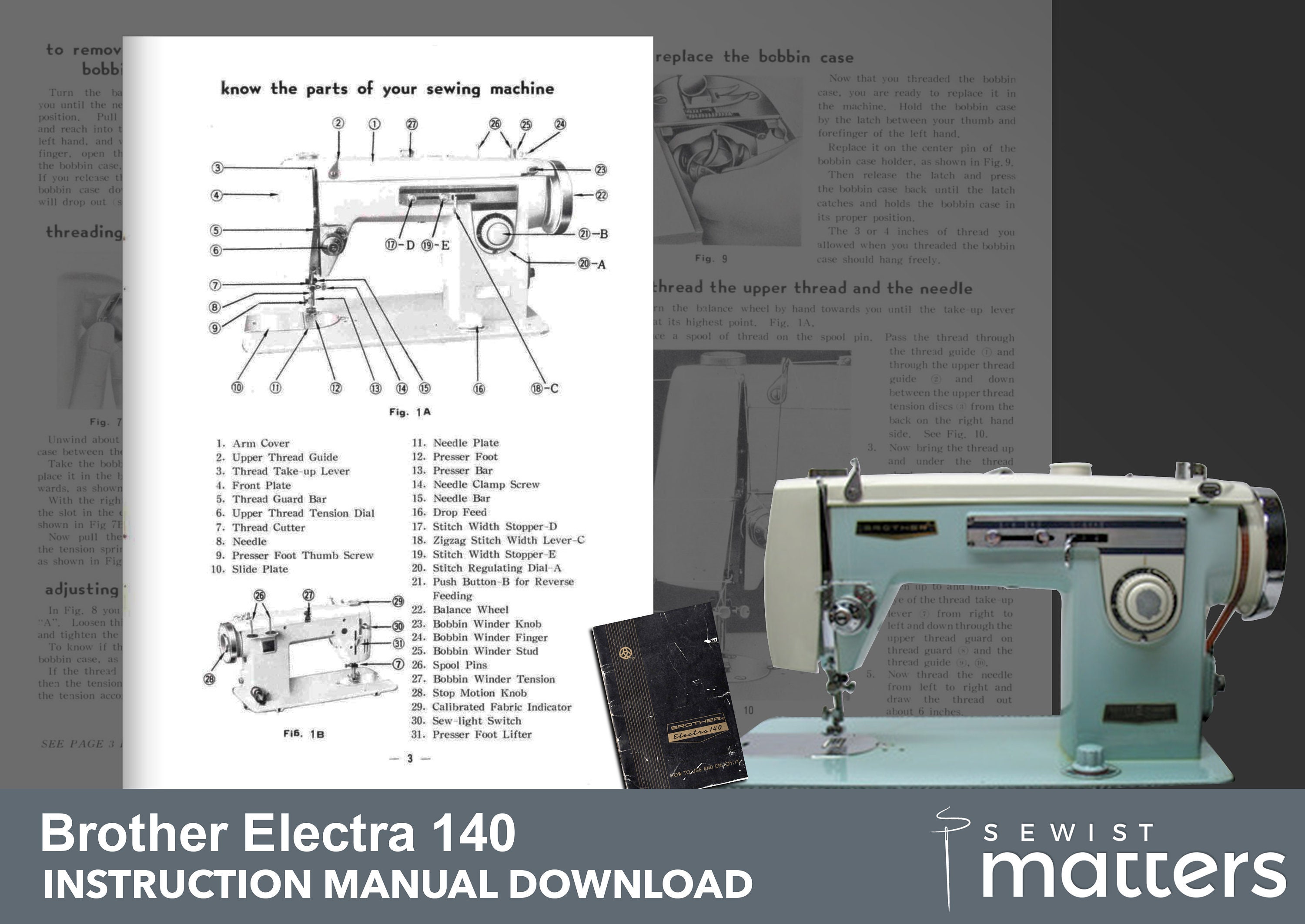 Brother Electra 140 Sewing Machine Instruction Manual PDF Etsy
