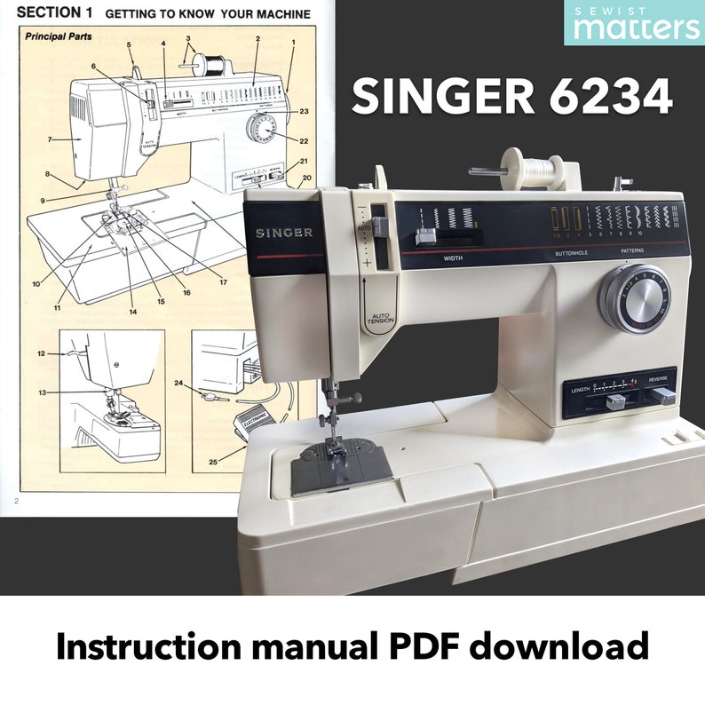 Singer 6234 Sewing Machine Instruction Manual PDF Download Etsy