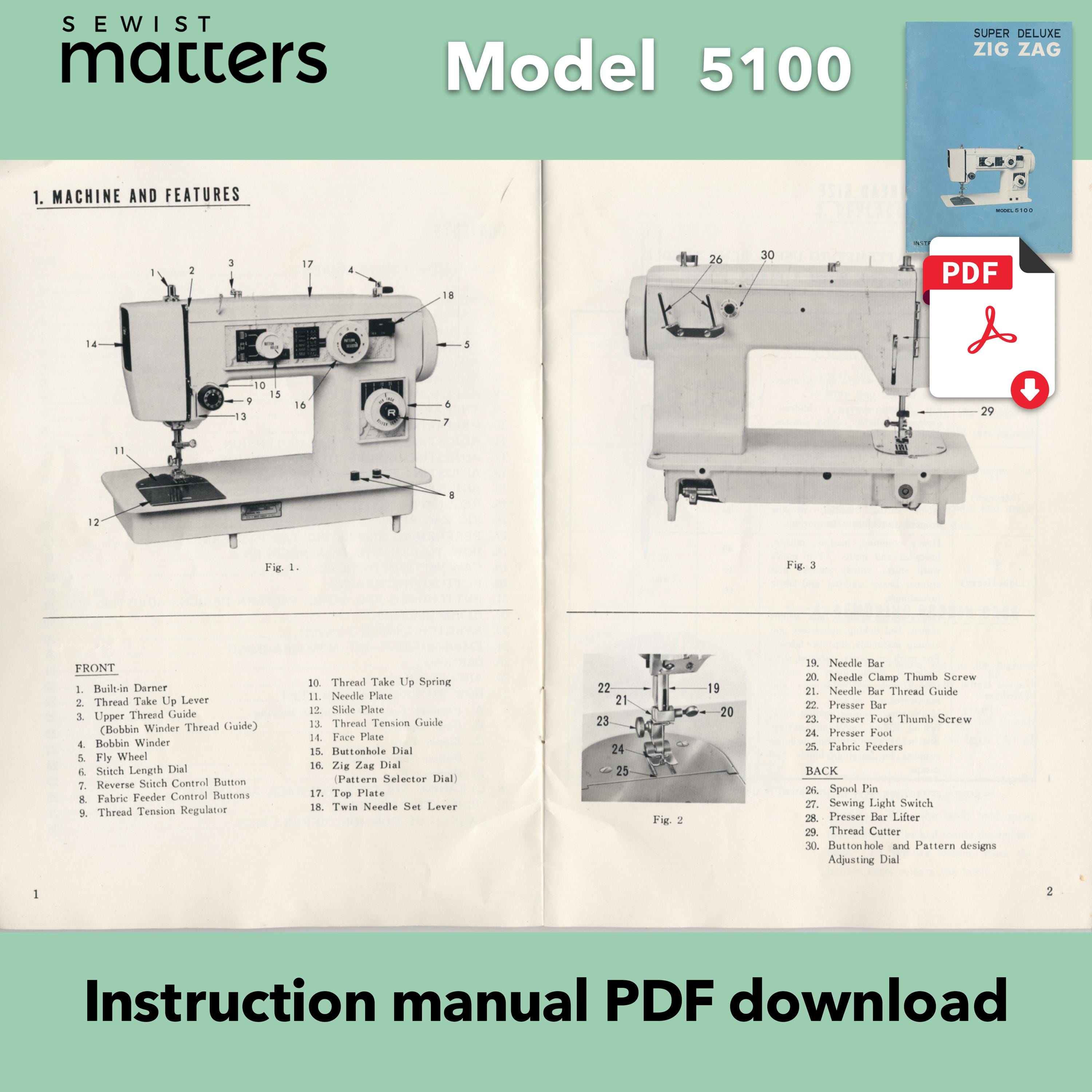 5100 Morse Super Deluxe Zig Zag Sewing Machine Instruction Manual