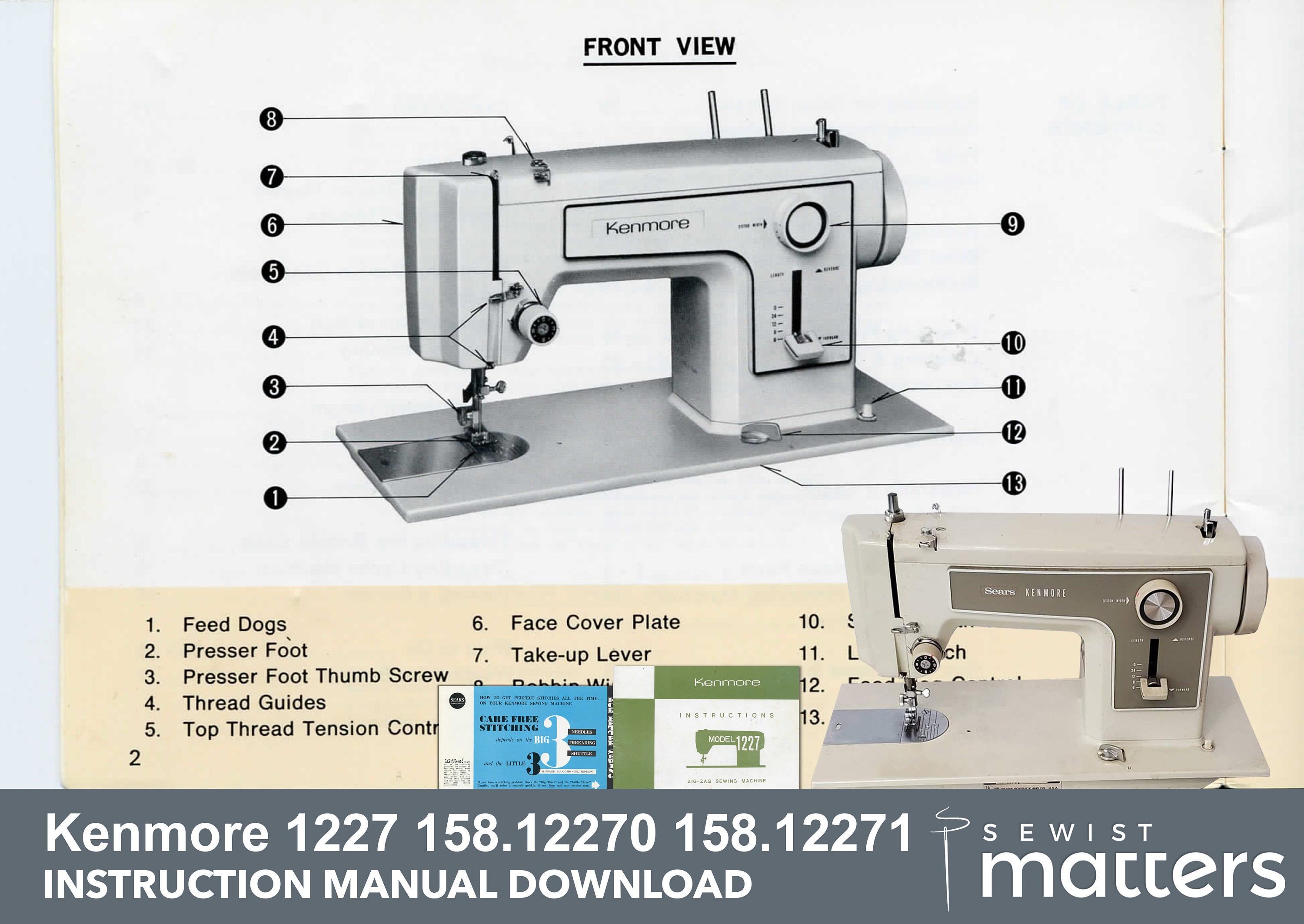 Kenmore 1227 15812270 15812271 zigzag Sewing Machine Instruction Manual PDF  Download