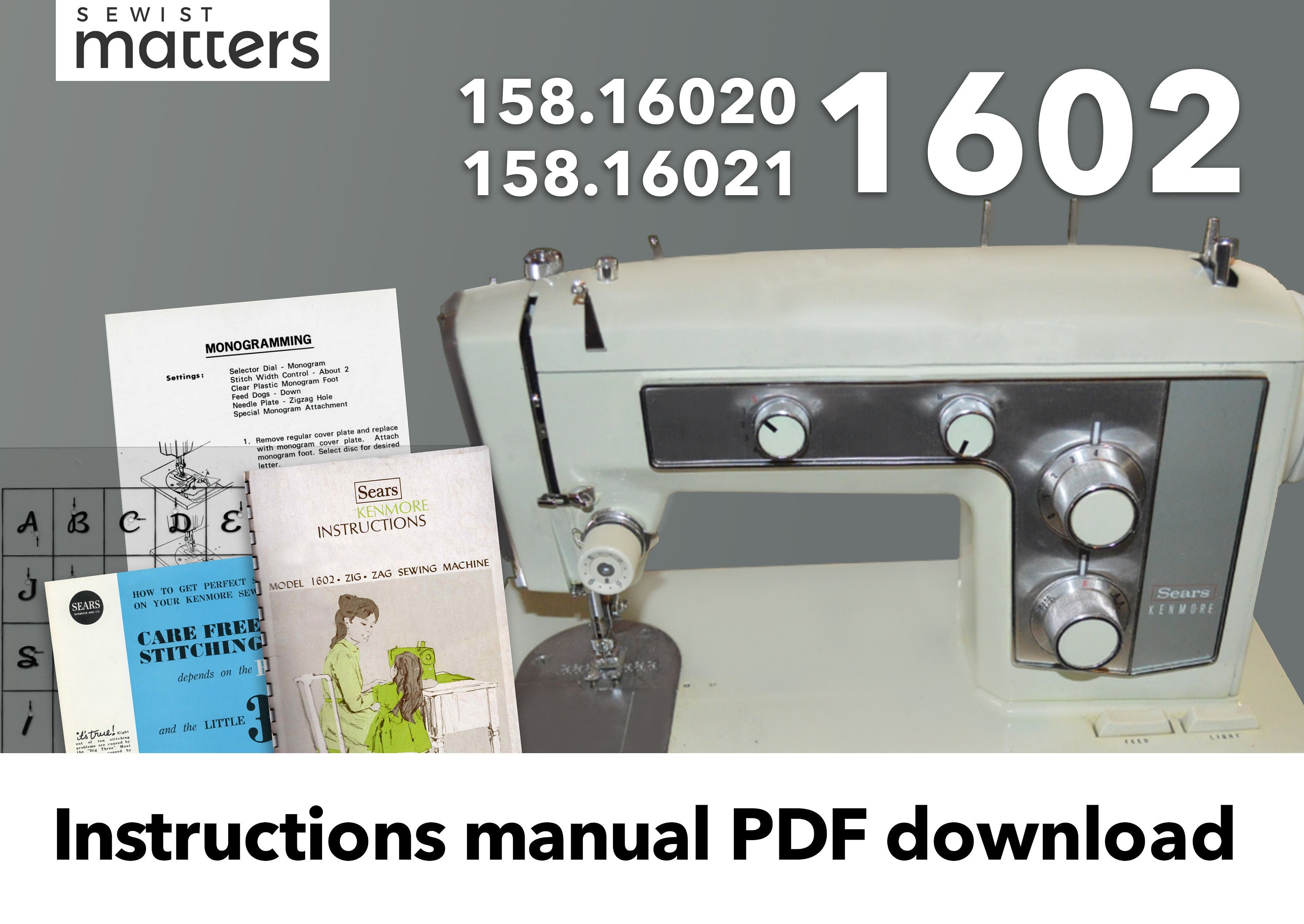 Kenmore 1651, 1581651 15816510 158.16510 Zig-zag Sewing Machine Instruction  Manual PDF Download 