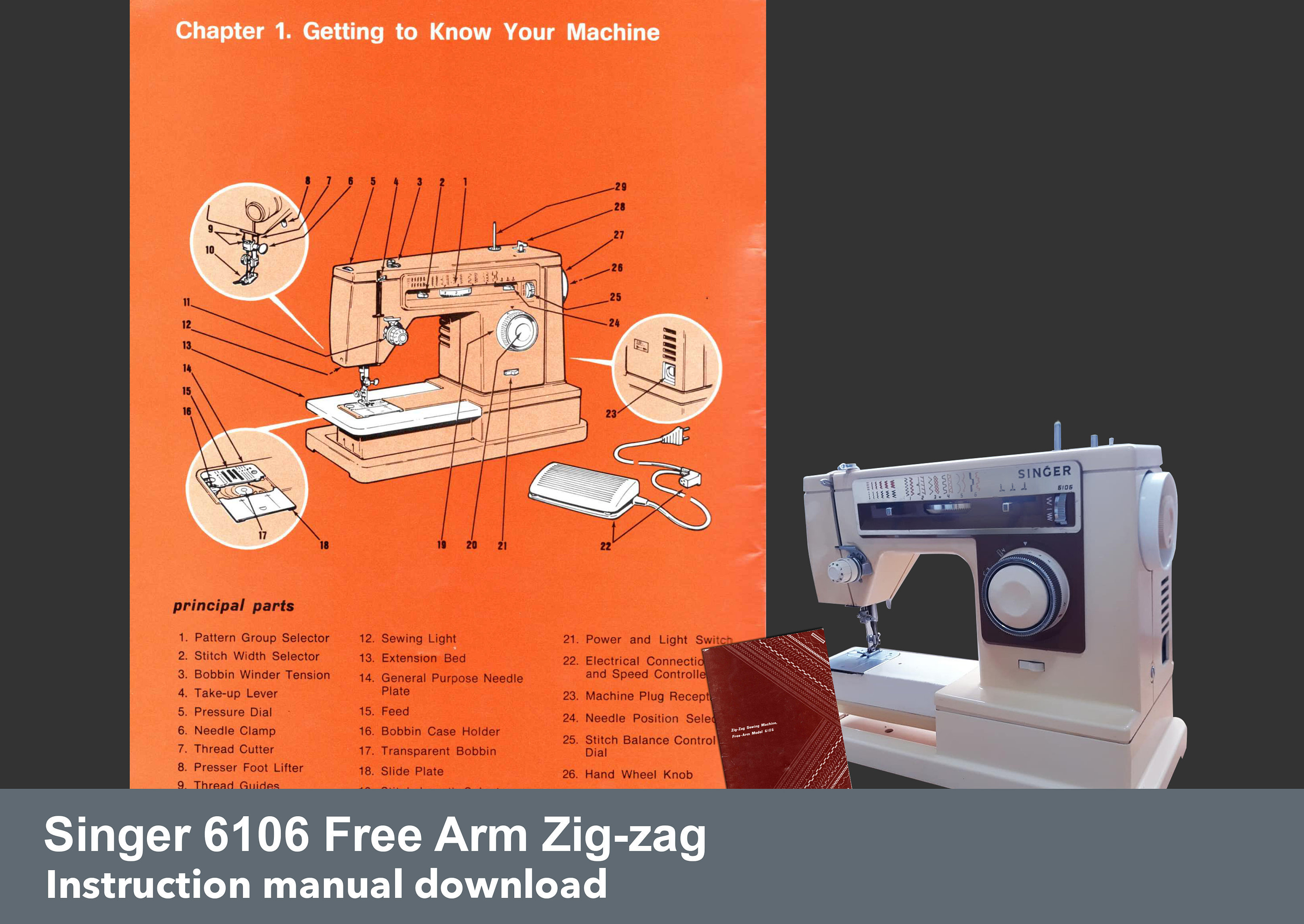 Singer 6106, 6136 & 6146 Zig-zag Sewing Machine Instruction Manual