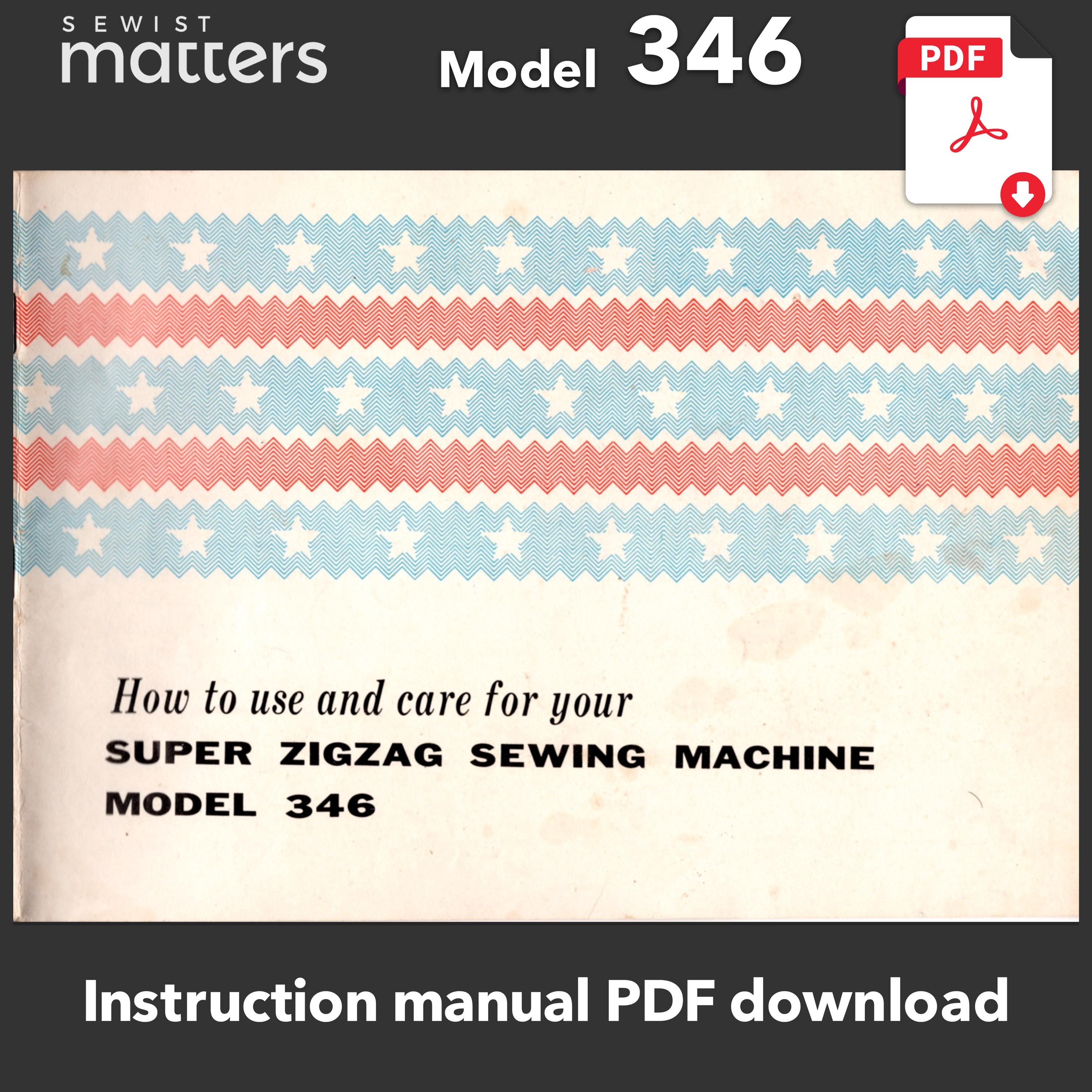 346 White Dressmaster Super Zigzag Sewing Machine Manual – PDF Instant ...