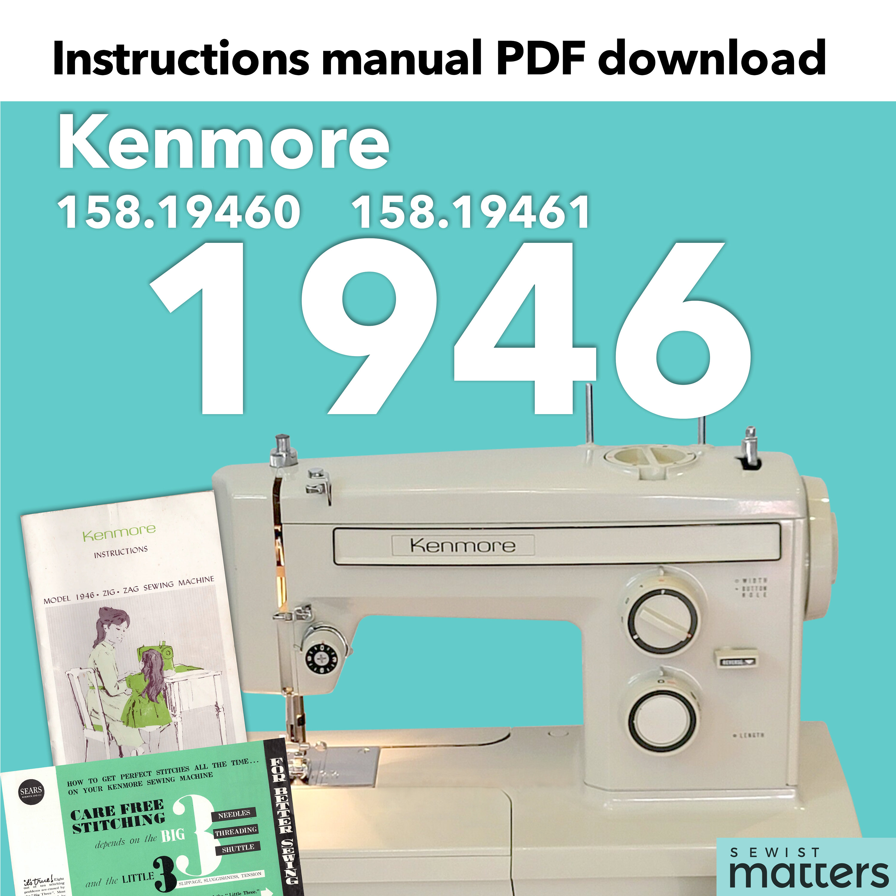  Sears Kenmore Instruction Manual Model 1750 Zig Zag Sewing  Machine