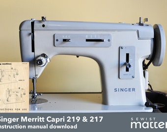 Singer Merritt  Capri 219 & 217 Sewing Machine Instruction Manual PDF Download