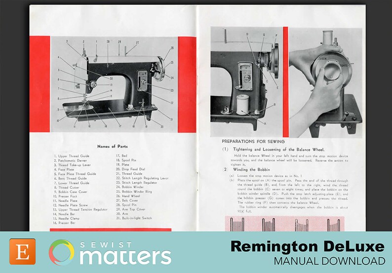 Remington Deluxe Sewing Machine Manual PDF Download Etsy