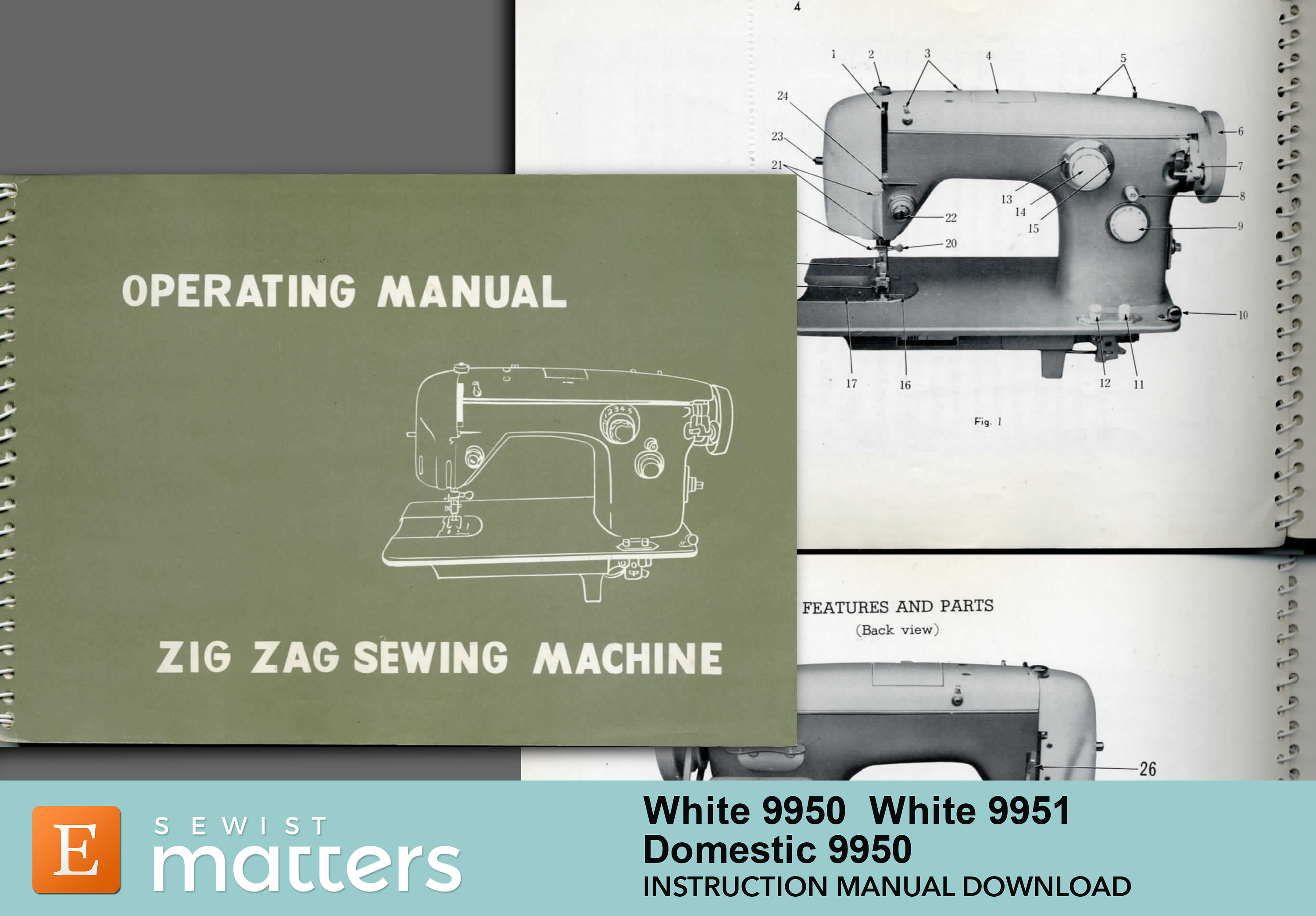 Domestic 9950 White 9950 White 9951 Viking Zig Zag Sewing Machine
