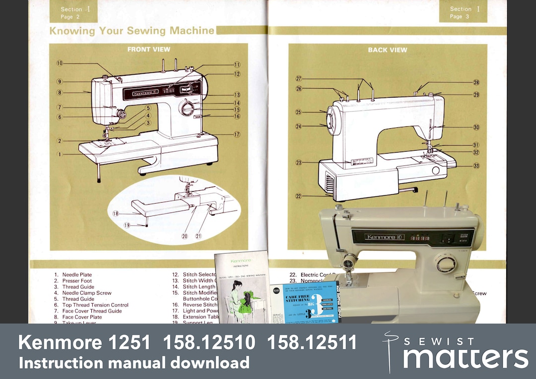 Kenmore 1251 15812510 158.12510 15812511 158.12511 Zigzag Sewing Machine Instruction Manual PDF