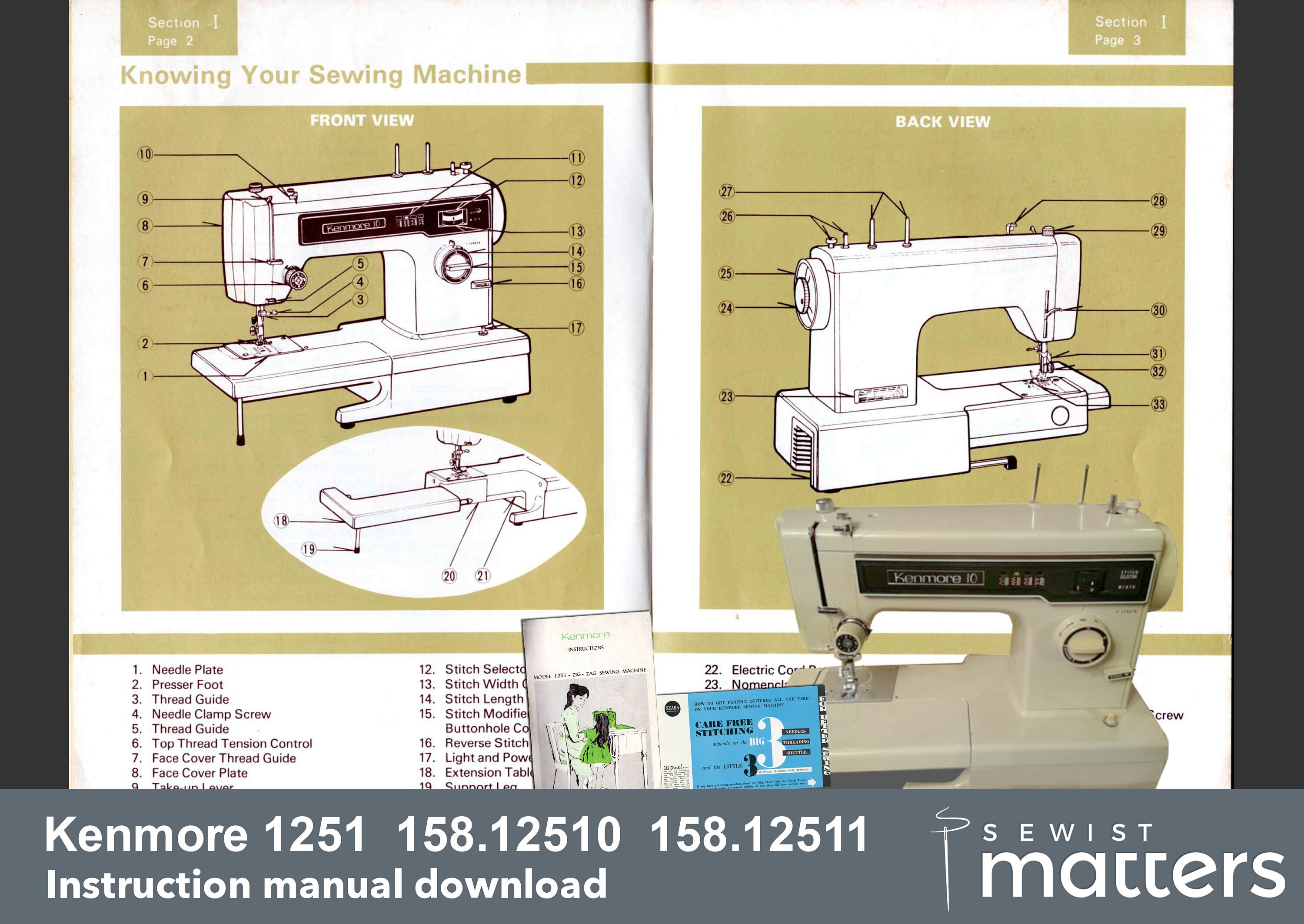 Kenmore 1251 15812510 158.12510 15812511 158.12511 Zigzag Sewing