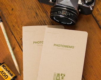 Quaderno per fotografia cinematografica, confezione da 2 PhotoMemo - 23 rotoli da 35 mm, formato medio, formato grande, Polaroid, appunti, schizzi