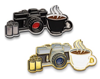 Coffee & Camera Enamel Lapel Pin