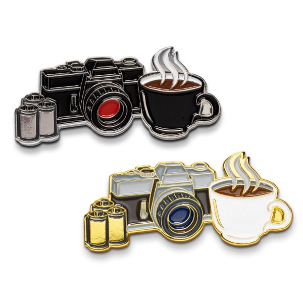 Coffee & Camera Enamel Lapel Pin