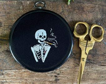 Embroidery hoop ,smoking lady