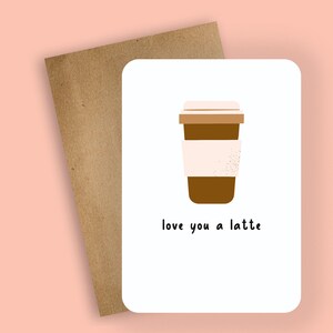 te amo un café con leche // Tarjetas de felicitación, Food Pun, tarjeta de humor, tarjeta divertida, tarjeta de regalo, tarjeta de aniversario, tarjeta del día de San Valentín