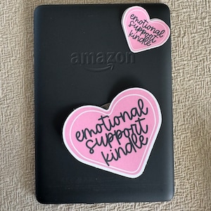 apoyo emocional kindle / rosa + negro // pegatina Kindle, pegatina Kobo, pegatina de computadora, pegatina de computadora portátil, regalos de lector, amantes de los libros