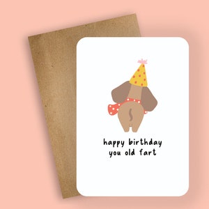alles Gute zum Geburtstag alter Furz // Grußkarten, Karte mit Hund, Wortspiel, Humorkarte, lustige Karte, Geschenkkarte, Hundekarte