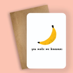 you make mebananes // Grußkarten, Food Pun, Humor Karte, lustige Karte, Geschenk Karte, Jubiläums Karte, Valentinstag Karte