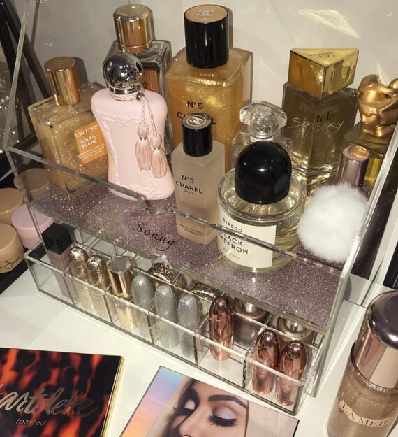 Covered Vanity Display Perfume Box Holder Makeup Organizer Etsy