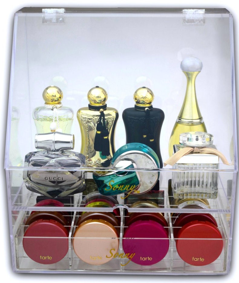 Covered Vanity Display Perfume Box Holder Makeup Organizer Etsy