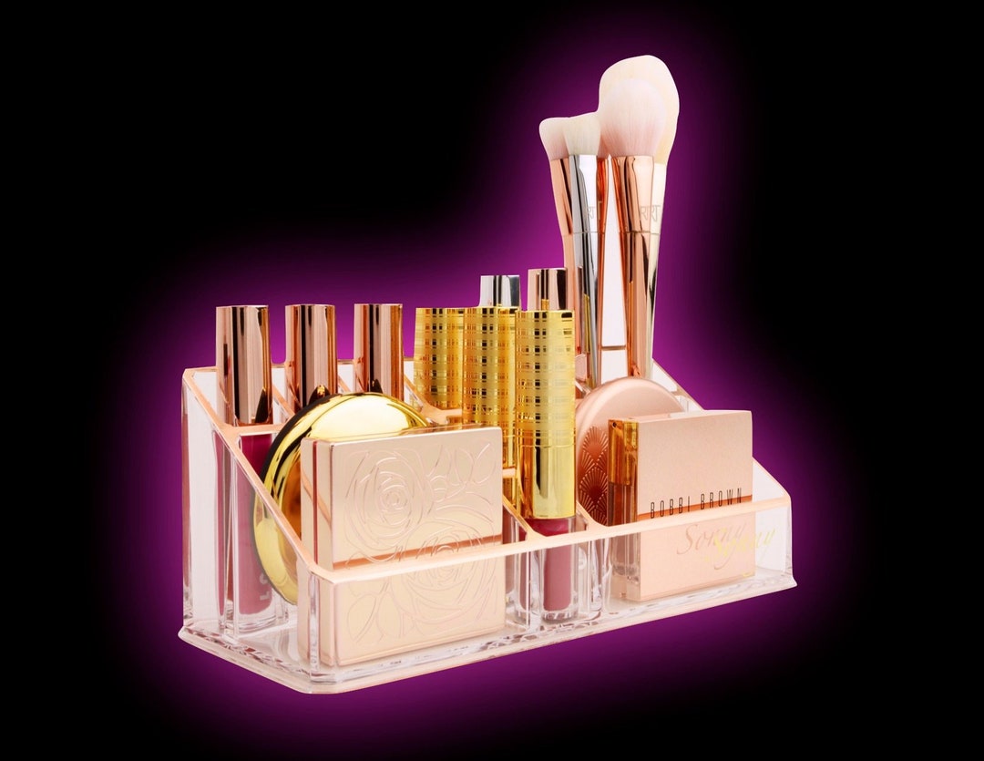 Rose Gold Acrylic Makeup Organizer Makeup of the Day Tray by Etsy
