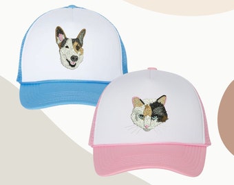 Custom PET Trucker Hat, Embroidered, Dog Mom, Cat Mom, Best Friend, Birthday, Girlfriend, Boyfriend, Christmas, Father's Day, Sympathy, Gift