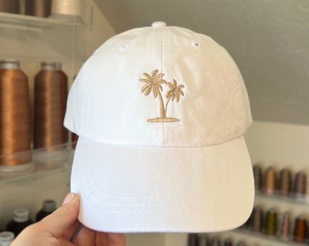 Palm Tree Embroidered Hat, baseball cap, dad hat, vacation, Tropical, Beach, Best Friends, Salt Life, Christmas, Easter, Gift, Destination