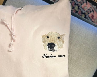 Custom PET Hoodie, Embroidered art from your pets photo, Dog Mom, Cat mom, Boyfriend, Girlfriend, Birthday, Christmas, Father's Day Gift