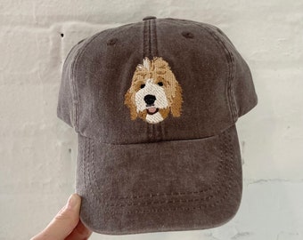 Sombrero de papá PERRO personalizado - Arte dibujado a mano y bordado de la foto de sus mascotas, Cumpleaños, Mejores amigos, Papá perro, Mamá perro, Regalo de simpatía, cachorro