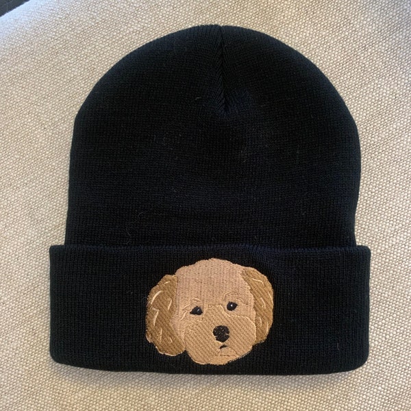 Custom  PET Beanie - Hand Drawn Art and Embroidered from your pet's photo, Dog Dad, Dog Mom, Pet Lovers, Birthday, Easter, Father's Day