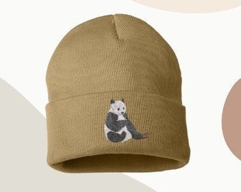 Panda Embroidered Beanie, Bear, Zoo, Asian, Animals, Nature Lover, Birthday, Mother's Day, Father's Day Gift