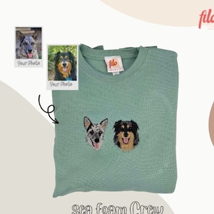 Custom PET Crewneck Sweatshirt Hand Drawn Art and Embroidered From Your Pet's Photo Gift Dog Mom Dog Dad Birthday Mother's Day, Father's Day image 1