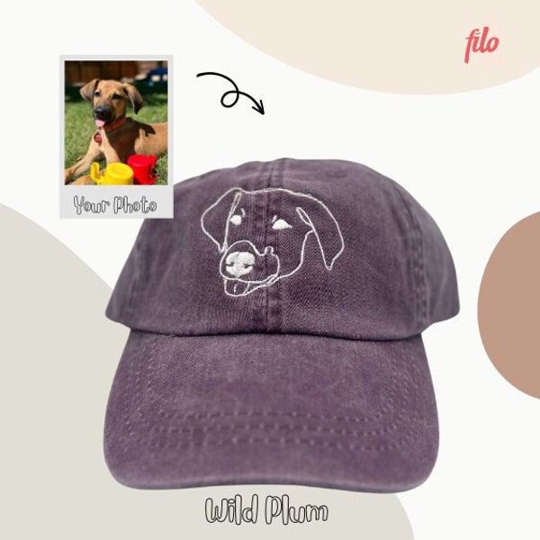 Line PET Dad Hat - Hand Drawn and Embroidered Art From Your Pet's Photo, Dog Dad, Dog Mom, Dog Lover, Custom Pet, Personalized Gift