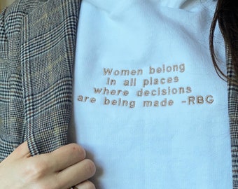 RBG Hoodie, Embroidered Quote, Women's Rights, Support Women, Birthday, Easter, Best Friend, Gift, Bridal Party, Mother's Day