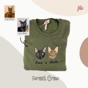 Custom PET Crewneck Sweatshirt Hand Drawn Art and Embroidered From Your Pet's Photo Gift Dog Mom Dog Dad Birthday Mother's Day, Father's Day image 3