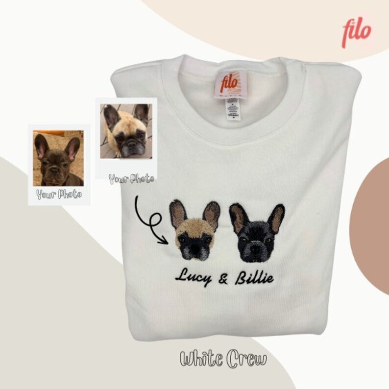 Custom PET Crewneck Sweatshirt Hand Drawn Art and Embroidered From Your Pet's Photo Gift Dog Mom Dog Dad Birthday Mother's Day, Father's Day image 2