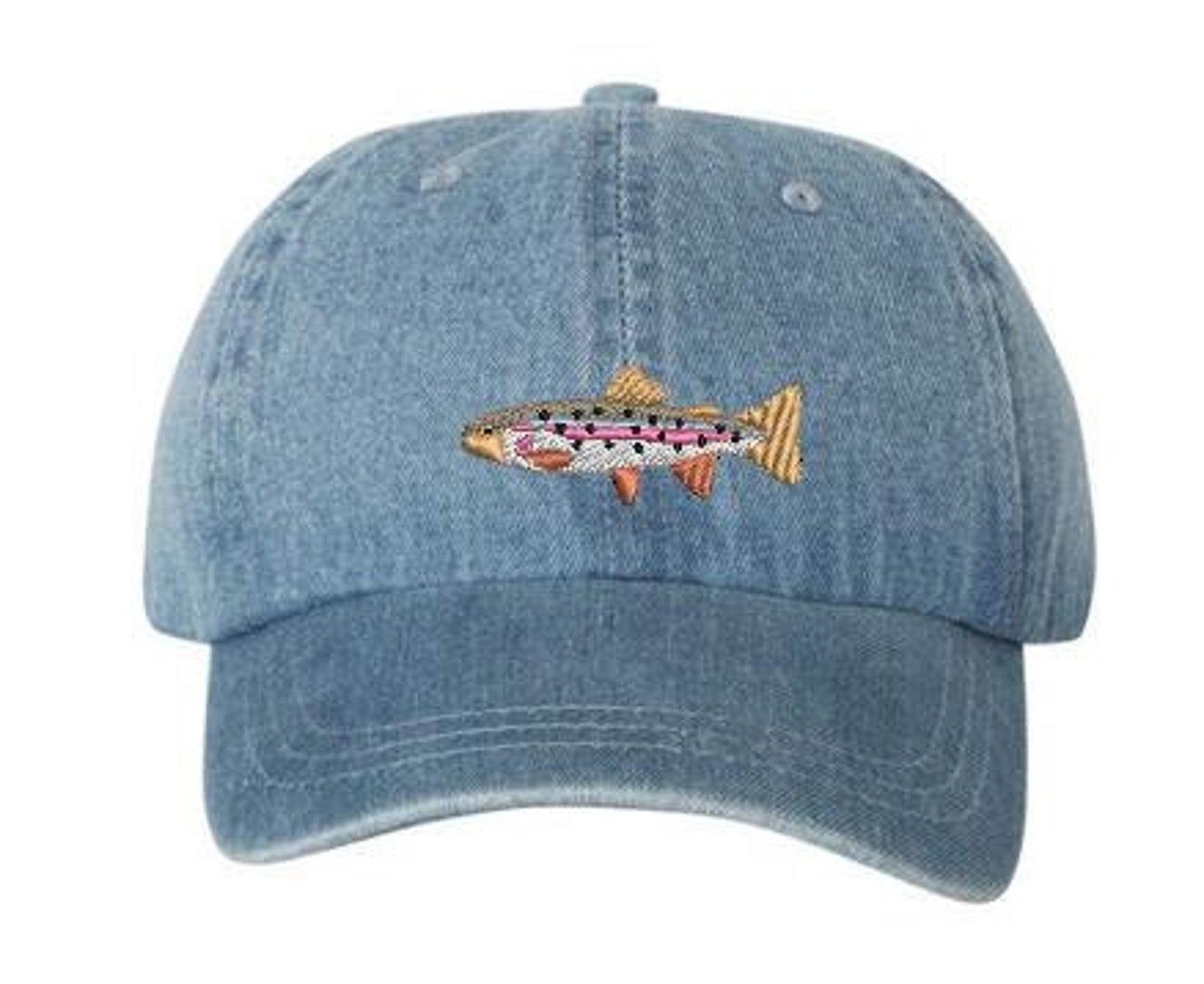 Trout Dad Hat Embroidered Rainbow Trout Father's Day Etsy