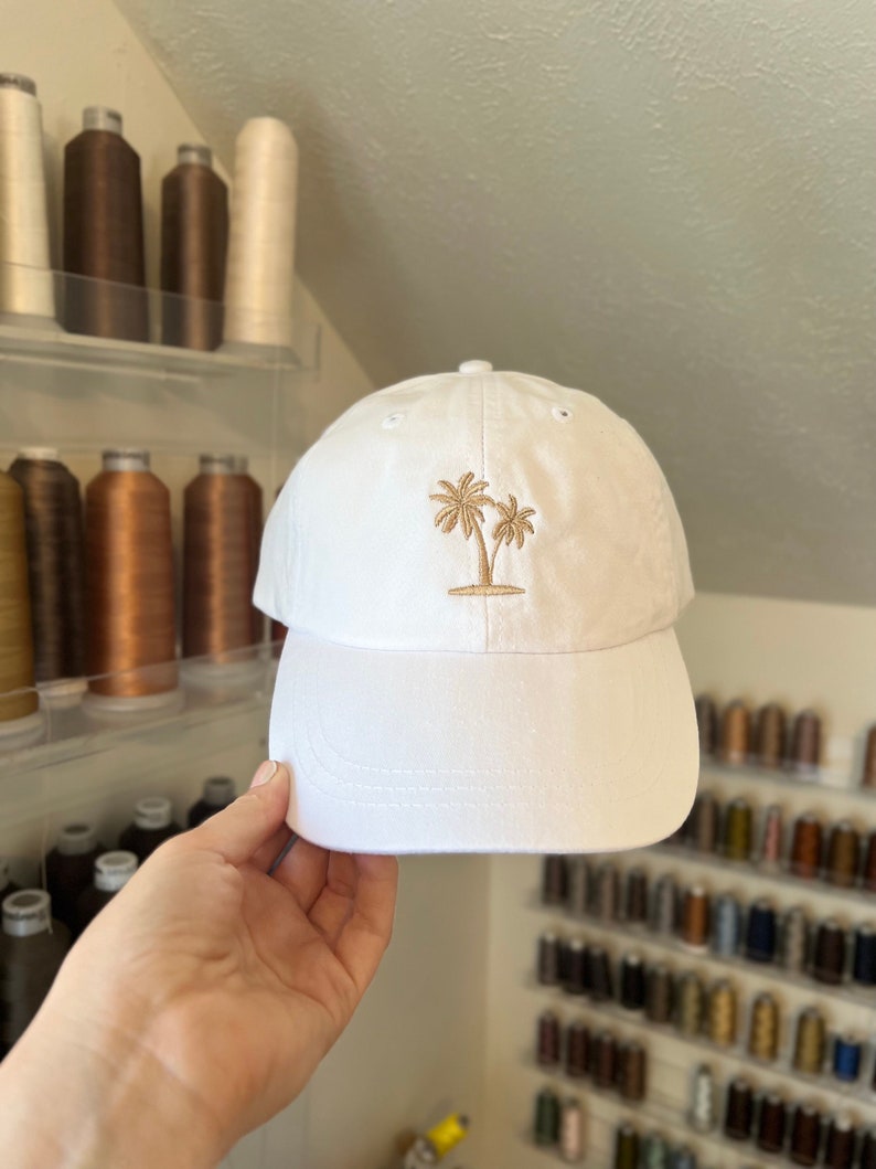 Palm Tree Embroidered Hat, baseball cap, dad hat, vacation, Tropical, Beach, Best Friends, Salt Life, Christmas, Easter, Gift, Destination image 1
